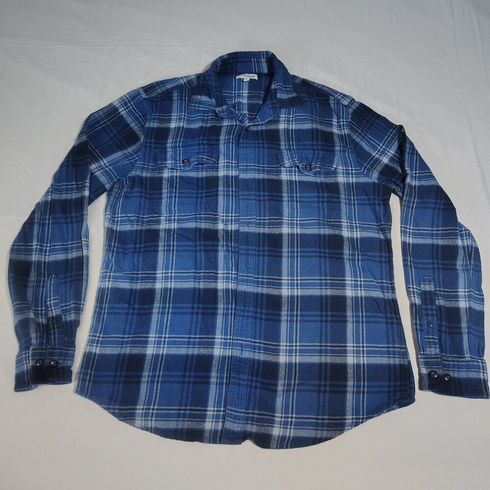 Sonoma Goods For Life Blue White Plaid Flannel Sz M Dadcore Hipster Grunge Indie